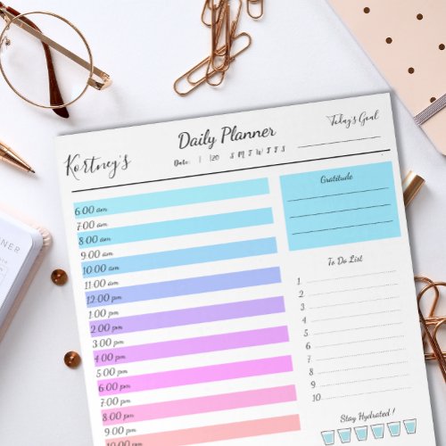 Minimal colorful gradient daily planner feminine notepad
