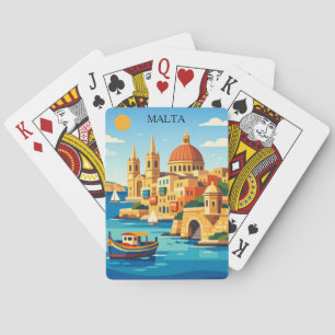 Minimal & Colorful Malta Vintage Art Print Poker Cards