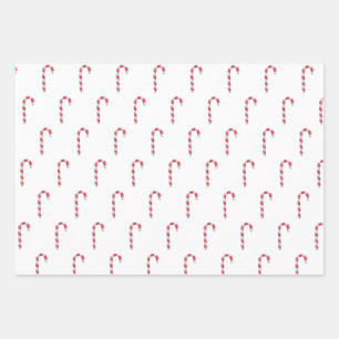 Minimal Colorful Merry Christmas Candy Cane Patter Wrapping Paper Sheets