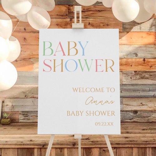 Minimal Colorful Modern Baby Shower Welcome Sign