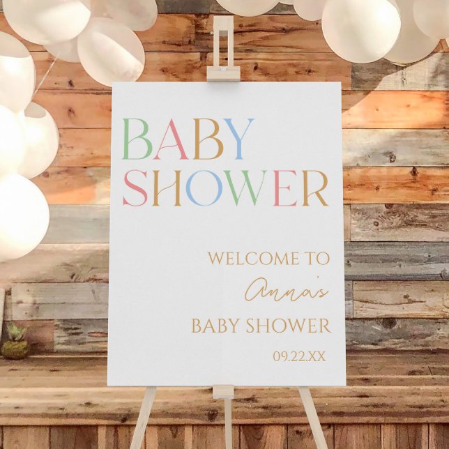 Minimal Colorful Modern Baby Shower Welcome Sign (Creator Uploaded)