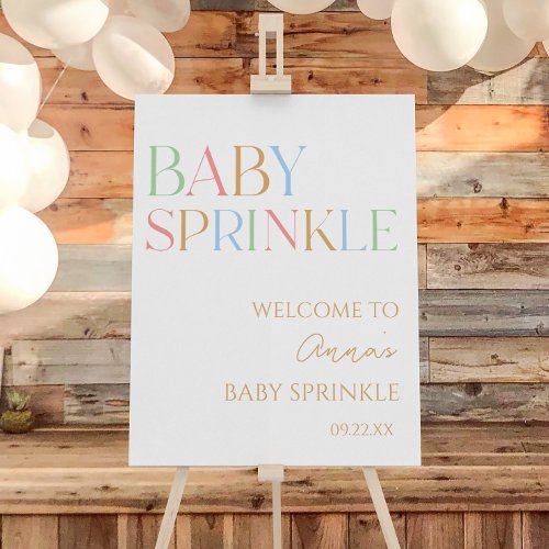 Minimal Colorful Modern Baby Sprinkle Welcome Sign