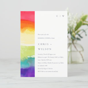 Minimal Colorful Pride Rainbow Rehearsal Dinner Invitation