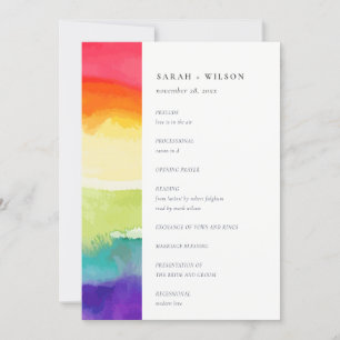 Minimal Colorful Pride Rainbow Wedding Program