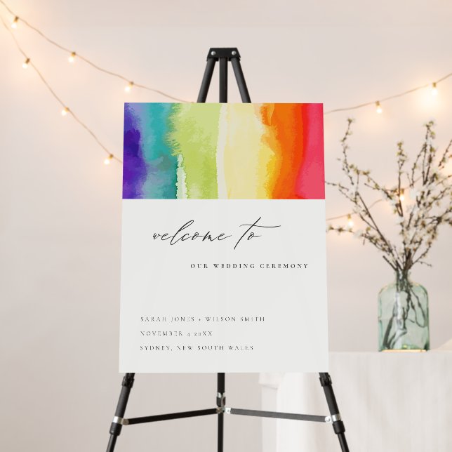 Minimal Colorful Pride Rainbow Wedding Wedding Foam Board (In Situ (Stand))