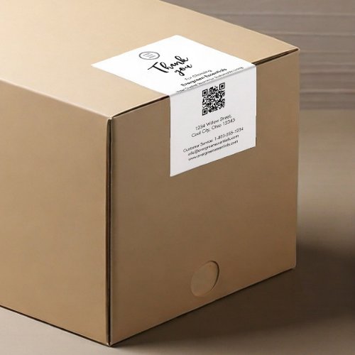 Minimal Company Logo QR Code Large Box Seal Label