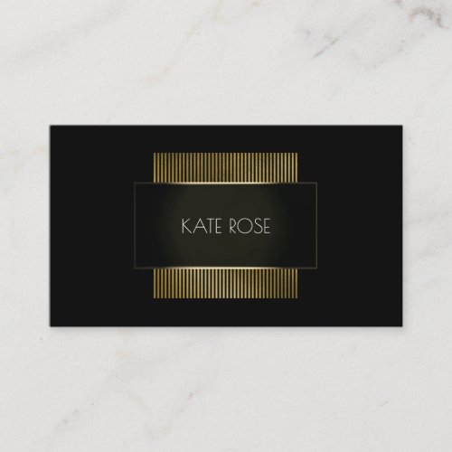 Minimal Conceptual Geometric Black White Gold Glam Business Card