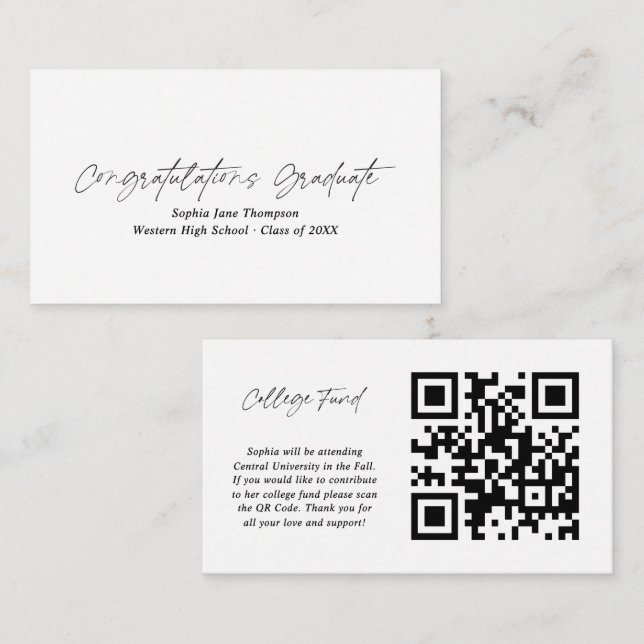 Minimal Congratulations Graduate College Fund Enclosure Card (Front/Back)