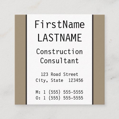 Minimal Construction Consultant Professional Square Business Card