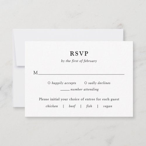 Minimal Contemporary Bold Monogram Modern Wedding RSVP Card
