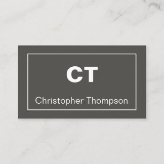 Minimal Contemporary Monogram on Graphite Gray Business Card