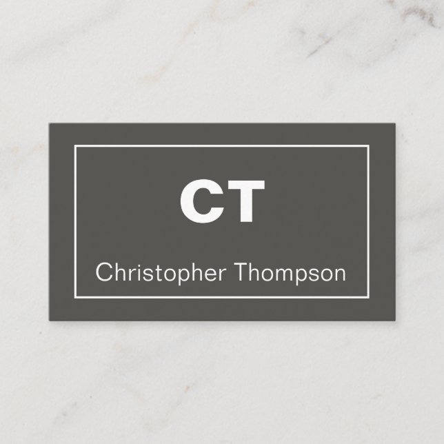 Minimal Contemporary Monogram on Graphite Gray Business Card (Front)