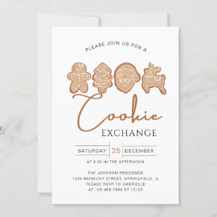 MInimal Cookie Exchange Gingerbread Holiday Party Invitation