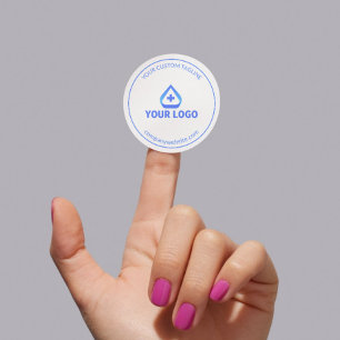 Minimal Cool Blue Health Logo Website Promo Classic Round Sticker