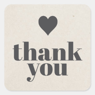 Minimal Cool Dark Grey Beige Thank You Square Sticker