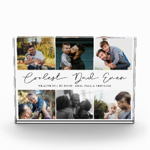 Minimal Coolest Dad Ever Script 6 Photo Collage Block