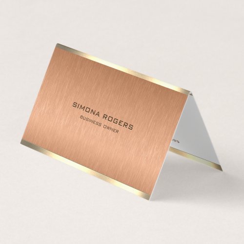 Minimal copper brown and gold metallic texture business card