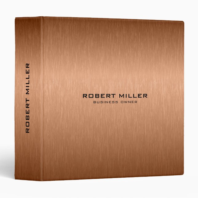 Minimal copper brown and gold texture design 3 ring binder (Front/Spine)