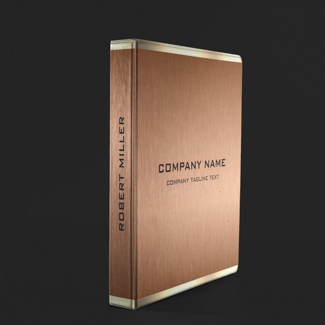 Minimal copper brown and gold texture design 3 ring binder (Creator Uploaded)