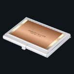 Minimal copper brown & gold metallic texture business card case<br><div class="desc">Slick minimal metallic copper brown texture with light gold stripes accent,  customizable discrete monogram—simple elegant modern design.</div>