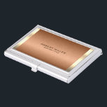 Minimal copper brown & gold metallic texture business card case<br><div class="desc">Slick minimal metallic copper brown texture with light gold stripes accent,  customizable discrete monogram—simple elegant modern design.</div>