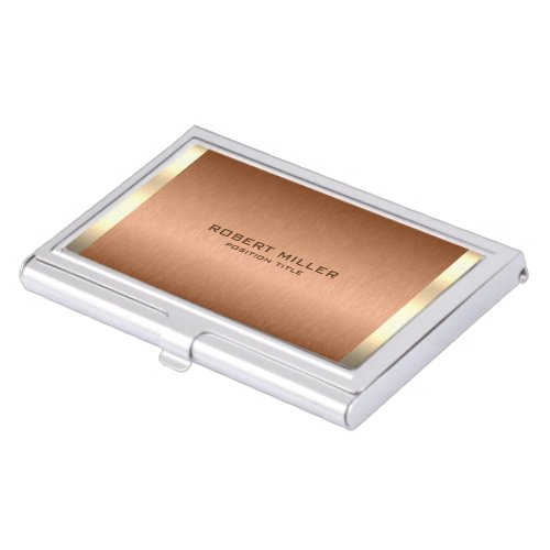 Minimal copper brown  gold metallic texture business card case