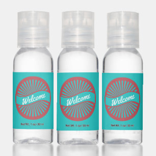 Minimal Coral and Turquoise Welcome Sunray Banner Hand Sanitizer