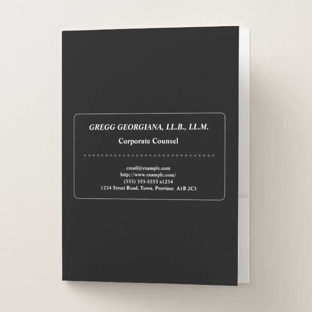 Minimal Corporate Counsel Pocket Folder (Front)