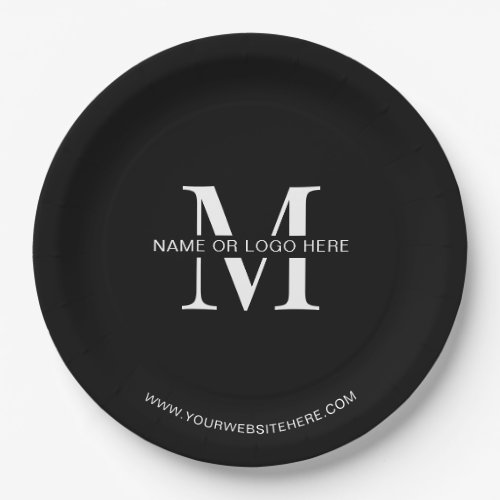 Minimal Corporate Event Business Logo Custom Black Paper Plates