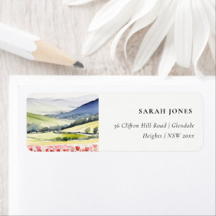 Minimal Country Spring Floral Landscape Address Label