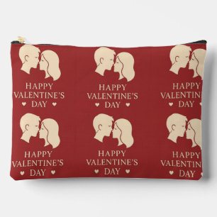 Minimal Couple Silhouette Romantic Valentines Zip Accessory Pouch