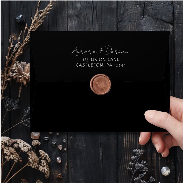 Minimal Couples Initials Monogram Copper Wedding Wax Seal Sticker (Creator Uploaded)