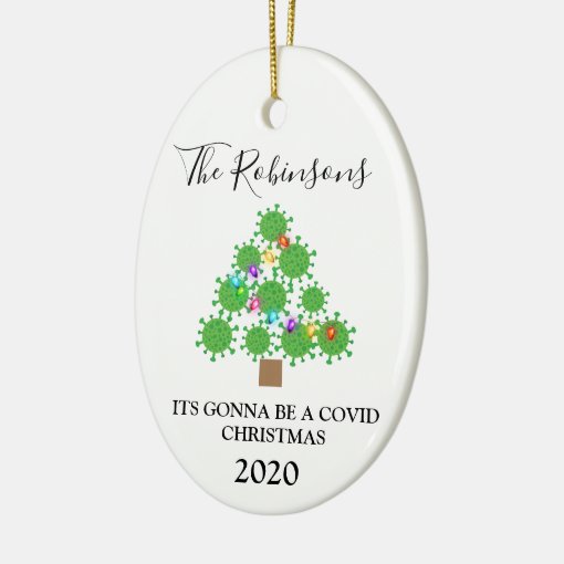 Minimal Covid Christmas Tree Personalized Ceramic Ceramic Ornament Zazzle