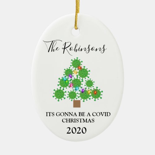 Minimal Covid Christmas Tree Personalized Ceramic Ceramic Ornament