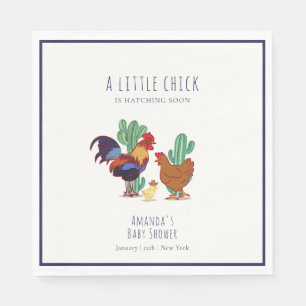 Minimal Cowboy Cactus Rooster Chicken Baby Shower Napkins