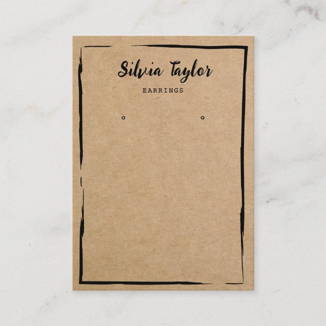 minimal craft paper earring frame display add logo business card (Front)