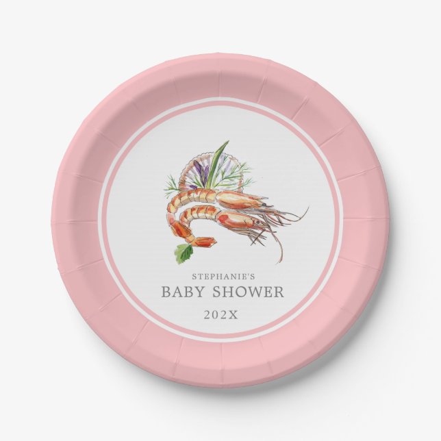 Minimal Crawfish Boil Baby Shower Paper Plates (Front)