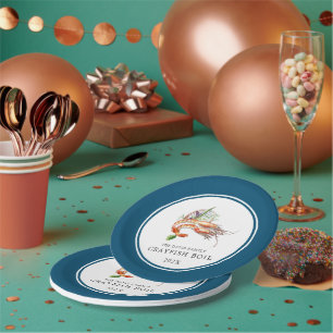 Minimal Crawfish Boil Custom   Ocean Blue Paper Plates