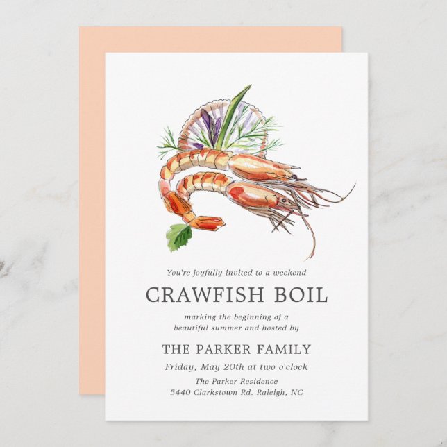 Minimal Crawfish Boil Party Invitation (Front/Back)