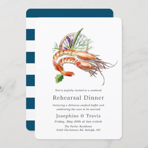 Minimal Crawfish Boil Rehearsal Dinner Ocean Style Invitation