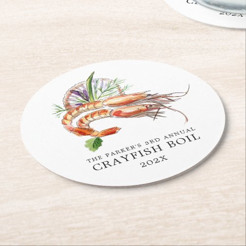 Minimal Crawfish Boil  Round Paper Coaster
