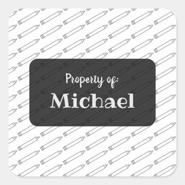 Minimal Crayon Pattern Personalized Square Sticker (Front)