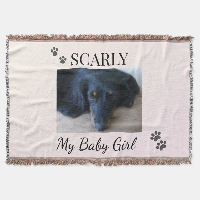 Minimal Cream Blush Pet Photo  Throw Blanket (Front)