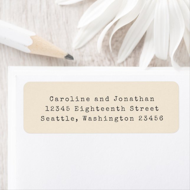 Minimal Cream Retro Typewriter Font Return Address Label (Insitu)