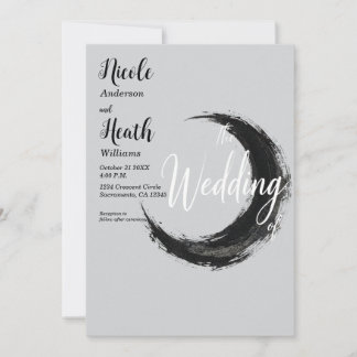 Minimal Crescent Moon Wedding Invitation