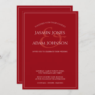 Minimal Crimson Red Script Wedding Invitation
