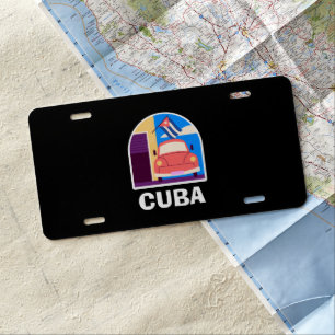 Minimal Cuba Island Vintage Retro Travel License Plate