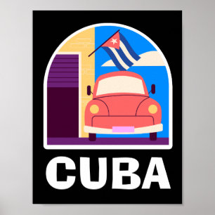 Minimal Cuba Island Vintage Retro Travel Poster