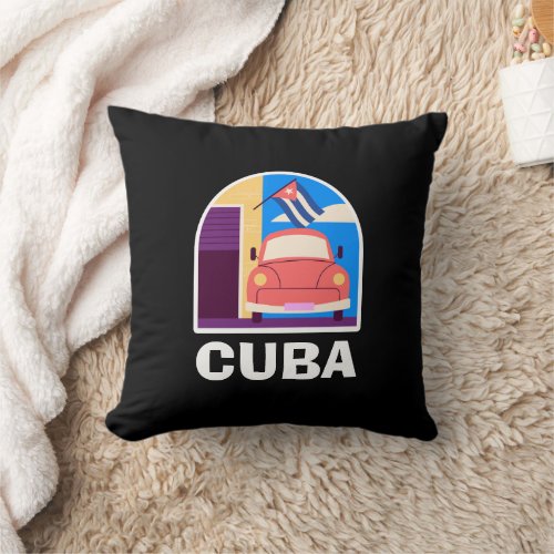 Minimal Cuba Island Vintage Retro Travel  Throw Pillow