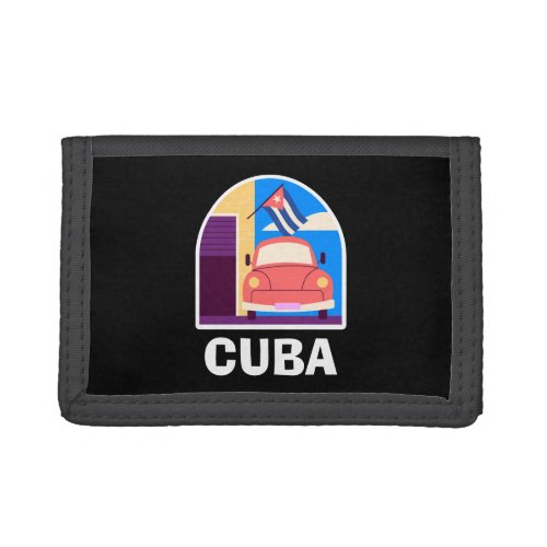 Minimal Cuba Island Vintage Retro Travel  Trifold Wallet